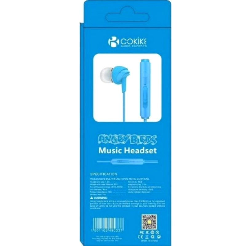 Fone de Ouvido Cokike Angry Birds X9 - Azul