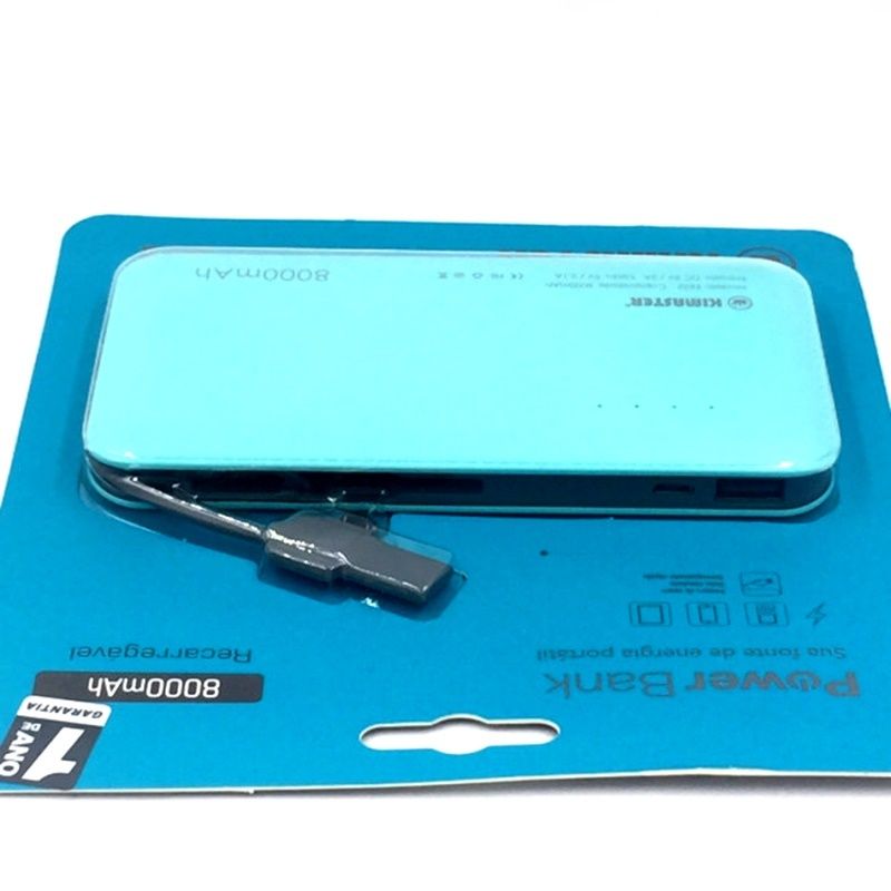 Bateria Extra Portátil Universal Power Bank Slim Kimaster Usb - E622 - 8000mAh - Azul