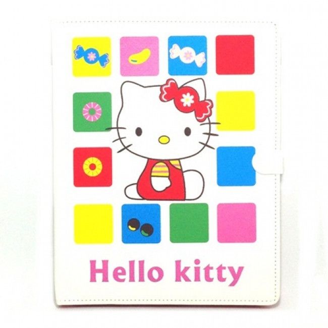 Capa Livro Hello Kitty Quadradinhos Coloridos para IPad 2/3/4