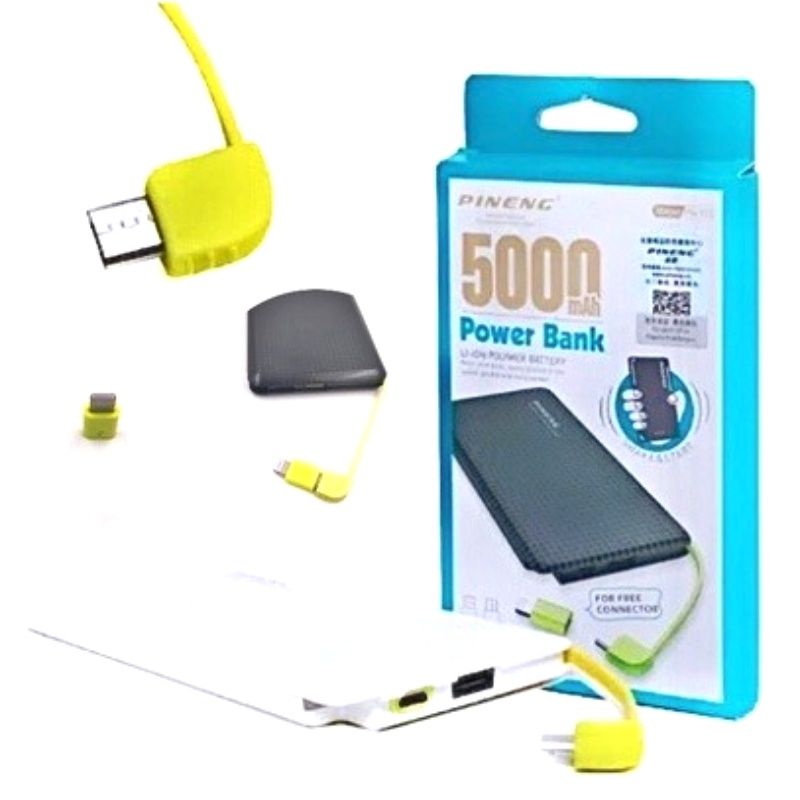 Bateria Extra Portátil Universal Power Bank Pineng Usb - PN952 - 5000mAh - Branco