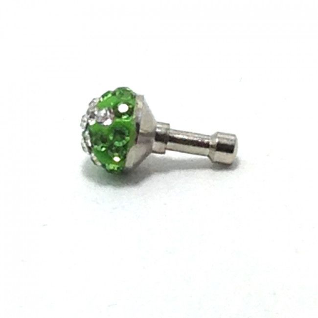 Plug para Celular Bolinha Strass - Verde e Branca