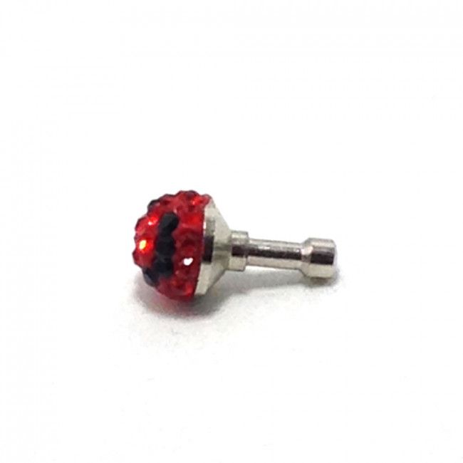 Plug para Celular Bolinha Strass - Vermelho com Preto