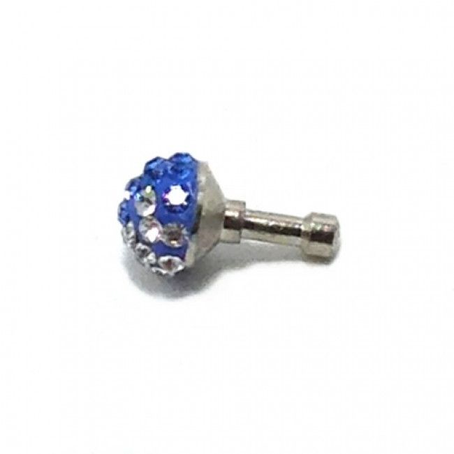 Plug para Celular Bolinha Strass - Azul e Branco