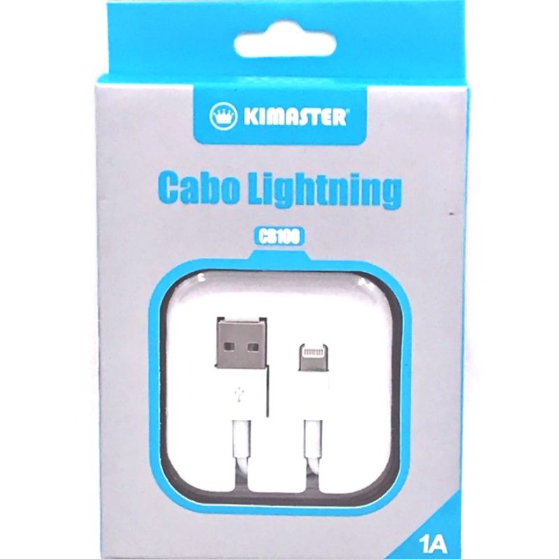 Cabo de Dados Usb Lightning Kimaster CB100 para IPhone/IPad/IPod - 1 Metro - Branco