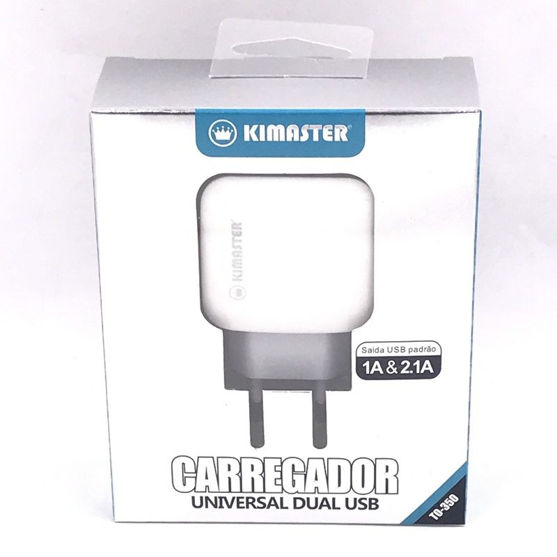 Adaptador de Tomada Usb Duplo Kimaster Universal TO-350 - Branco