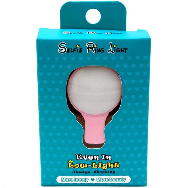 Mini Clip-On Selfie Ring Light para Smartphone - Rosa