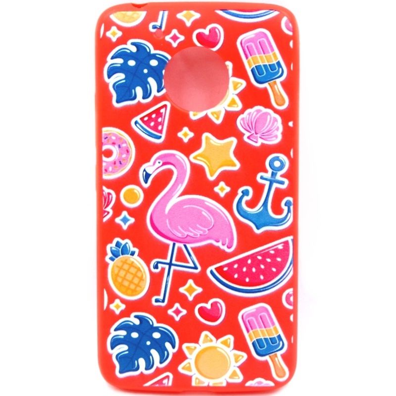 Capa Flamingo Color Summer Patch para Motorola Moto G - 5° Geração - XT1672 - Vermelho