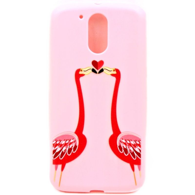 Capa Flamingos Color para Motorola Moto G Plus - 4° Geração - XT1640 - Rosa