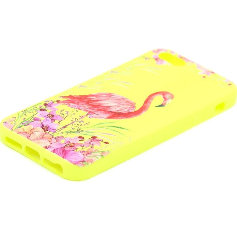 Capa Flamingo Color Flores para IPhone 5/5S - Amarelo