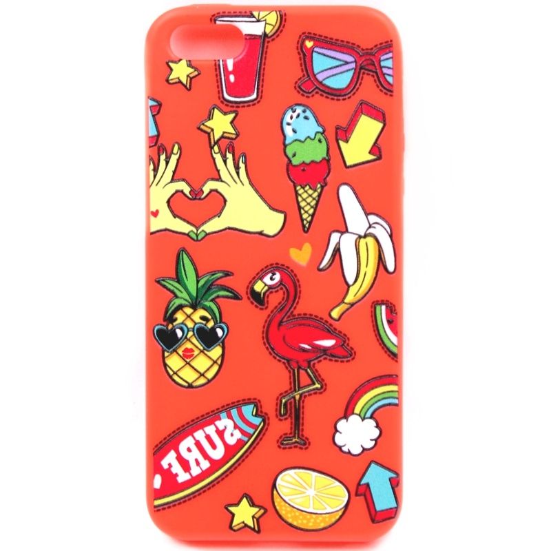 Capa Flamingo Color Flores para IPhone 5/5S - Vermelho