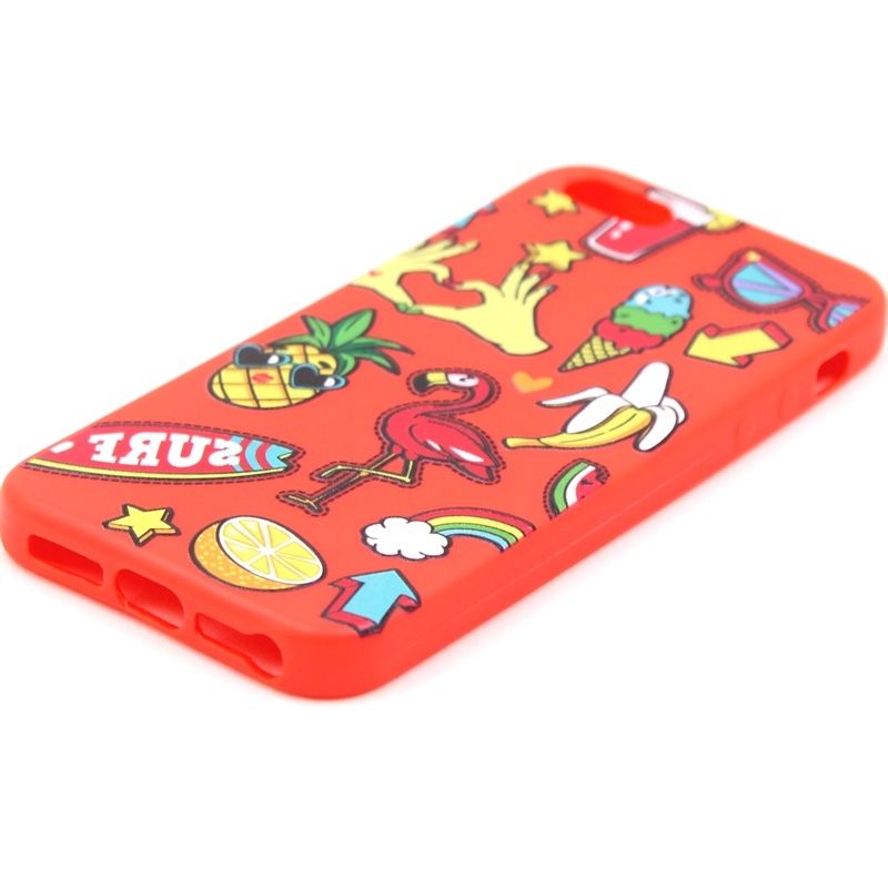 Capa Flamingo Color Flores para IPhone 5/5S - Vermelho