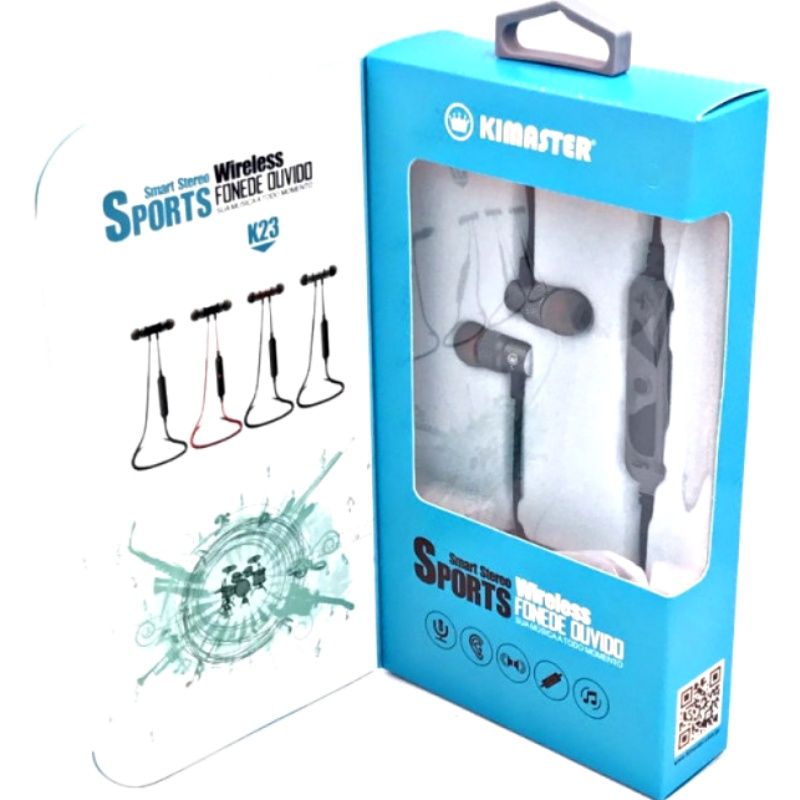 Fone de Ouvido Bluetooth Sports Kimaster - K23 - Cinza Espacial