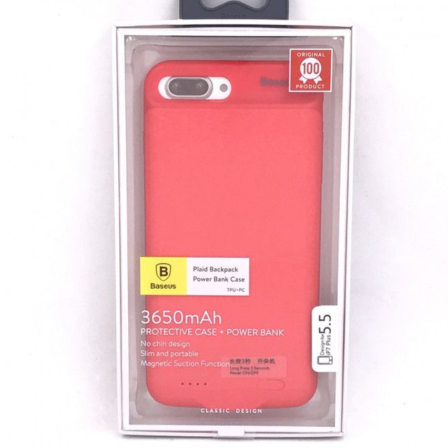 Capa Carregadora Baseus Pixels para IPhone 7 Plus - 3650mAh - Vermelho