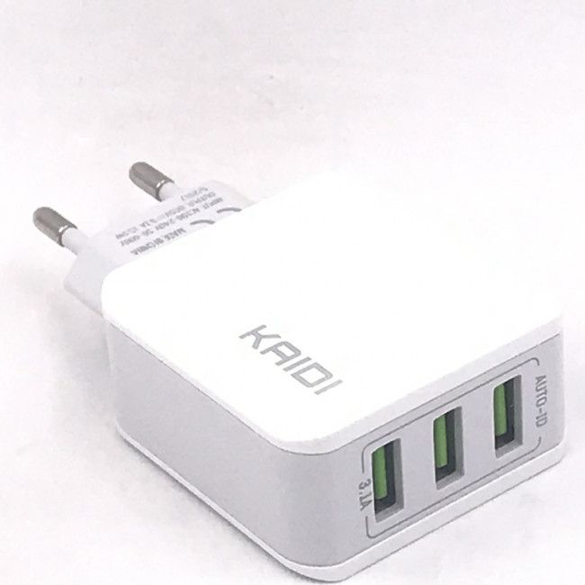 Adaptador de Tomada Usb Triplo Kaidi Universal KD-302 - Branco