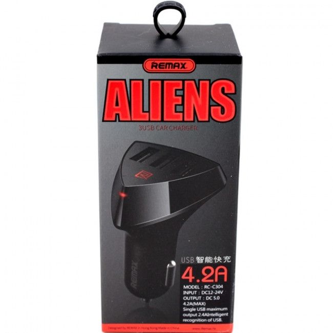 Carregador Veicular Usb Remax Aliens RC-C304 Triplo Universal - Preto