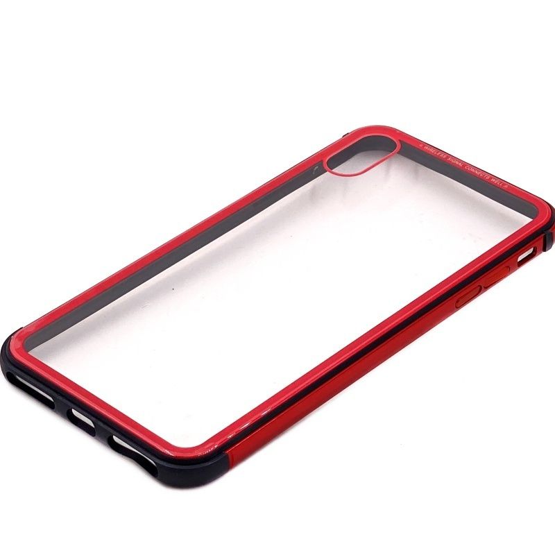 Capa Borda Aluminium para IPhone XS Max - Vermelho c/ Preto