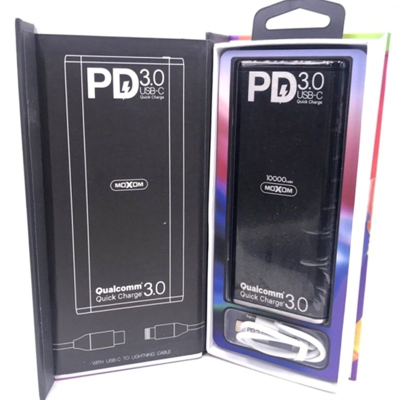 Bateria Extra Portátil Universal Power Bank Moxom Usb QC3.0 - MI-11 - 10000mAh - Preto