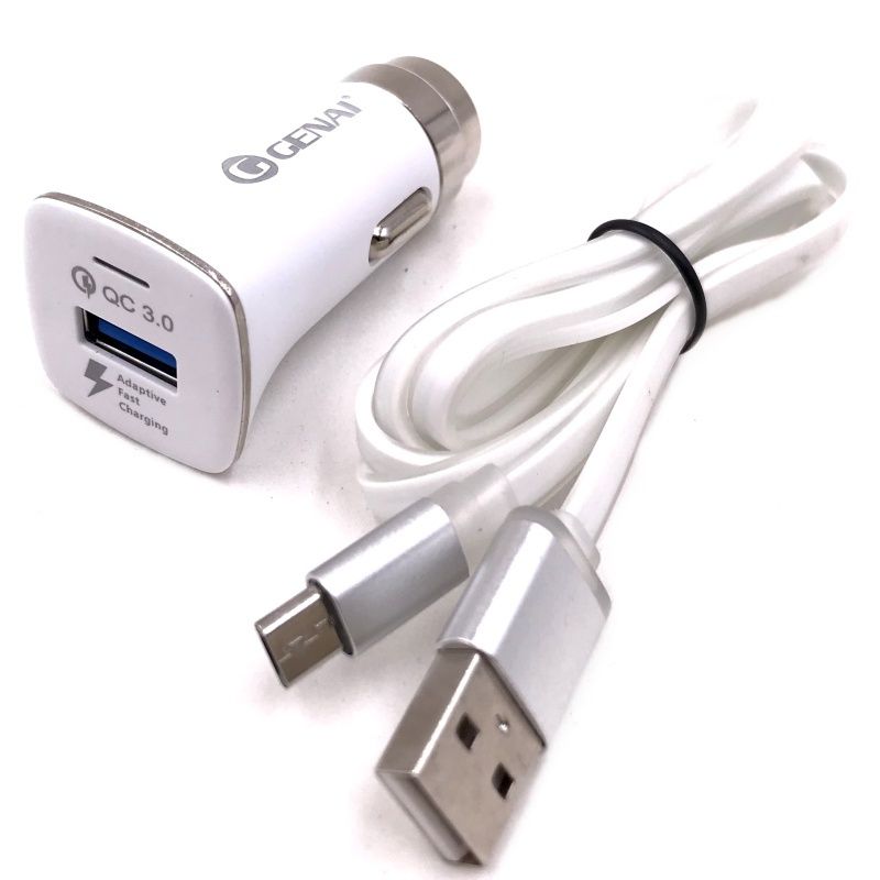 Kit Carregador Veicular Genai Usb Turbo + Cabo Usb Micro Usb - CC-5108 - Branco