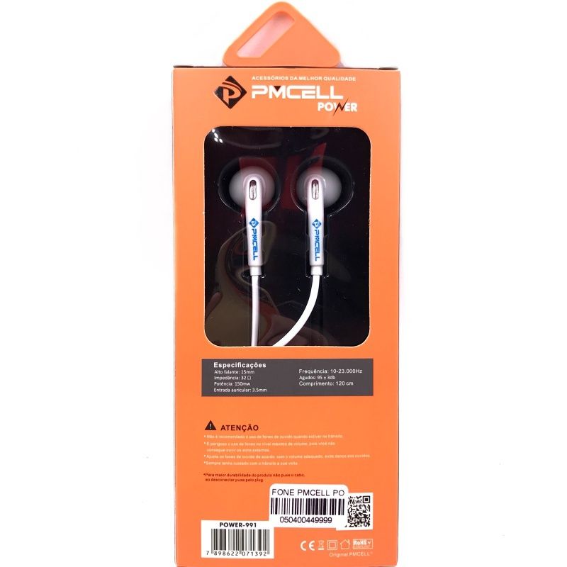 Fone de Ouvido PMCell Power-991 - Branco