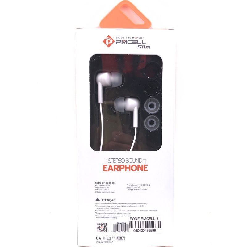 Fone de Ouvido PMCell Slim-998 - Branco