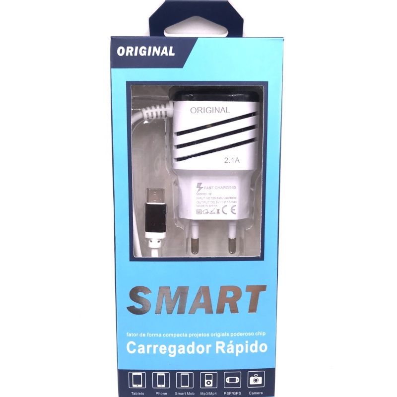 Carregador de Parede Smart Usb Dual - Type C - Branco e Preto