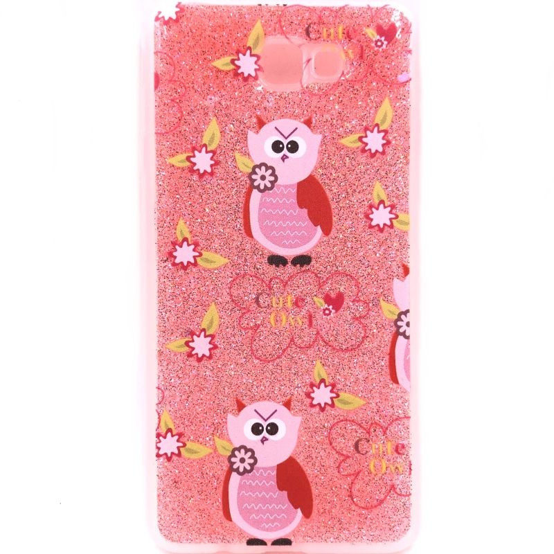 Capa Glitter Estampada - Corujinhas e Florzinhas para Galaxy J7 Prime