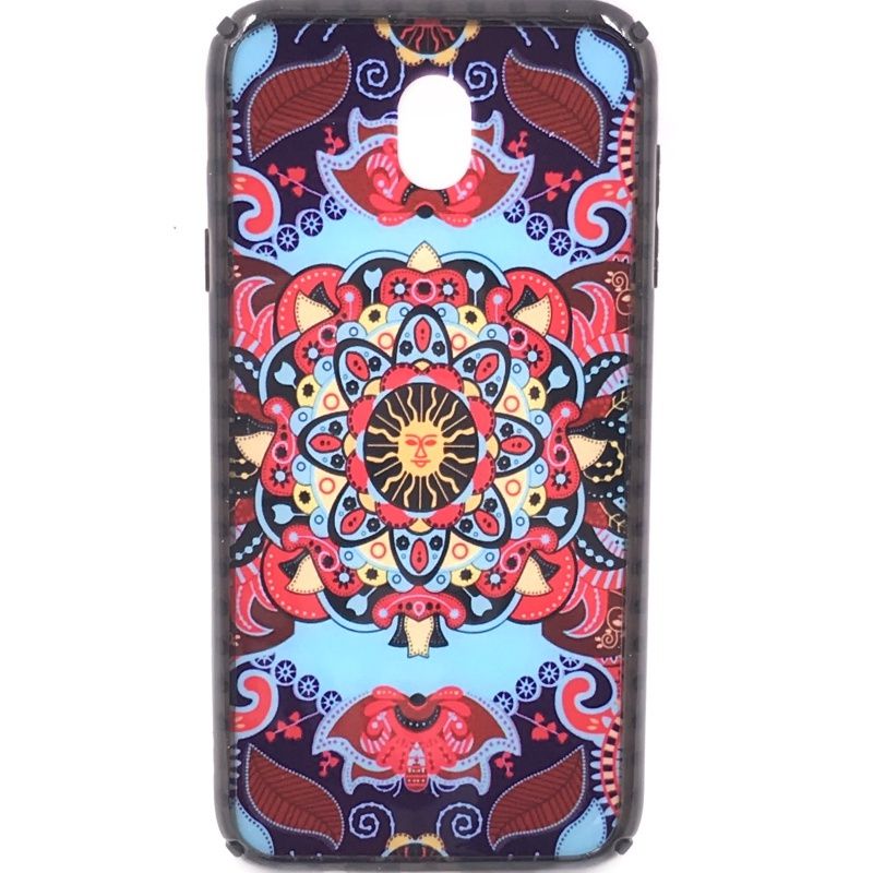 Capa Acrílica Estampada - Mandala Azul e Vermelho