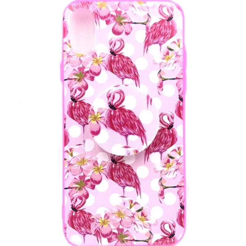 Capa Pink Suporte - Flamingos Poá Verão