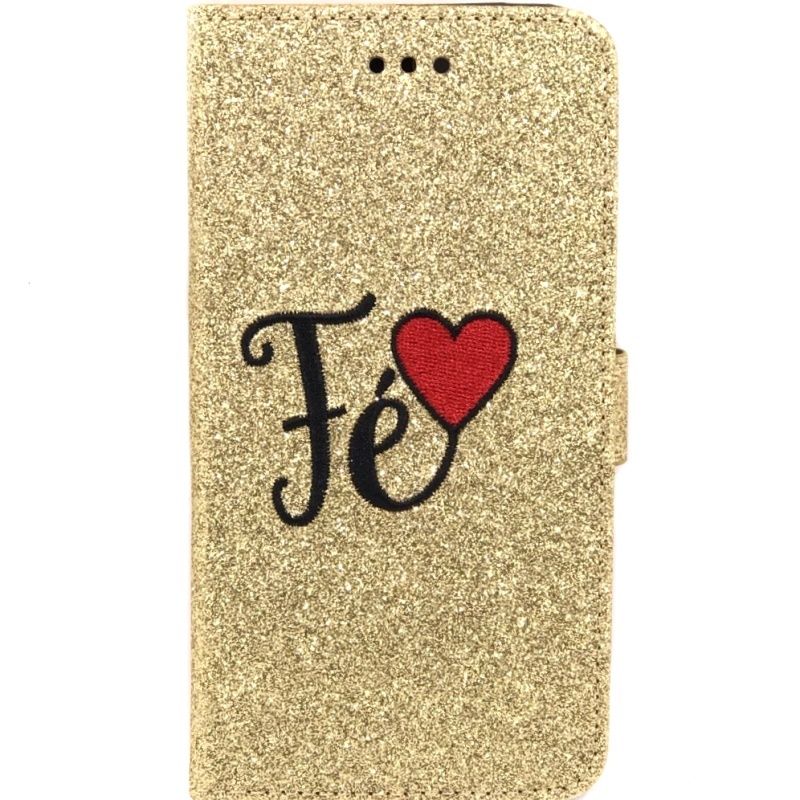 Capa Carteira Nova - Fé Coração Dourado para IPhone 7 Plus/8 Plus