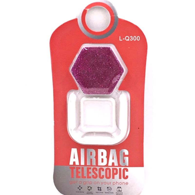 Suporte Pop Socket Glitter Hexágono - Pink