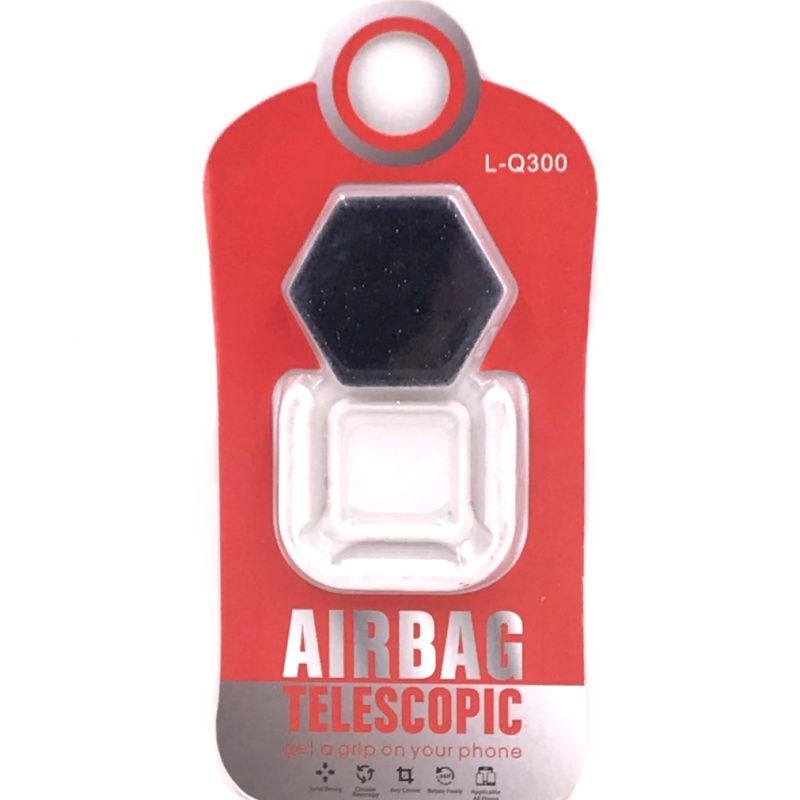 Suporte Pop Socket Glitter Hexágono - Preto