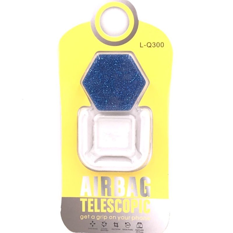 Suporte Pop Socket Glitter Hexágono - Azul