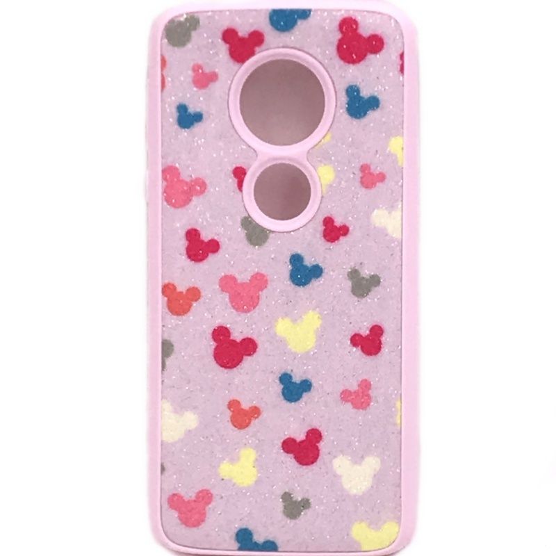 Capa Borracha Glitter para Motorola Moto G6 Play - Mickey Rosa Claro