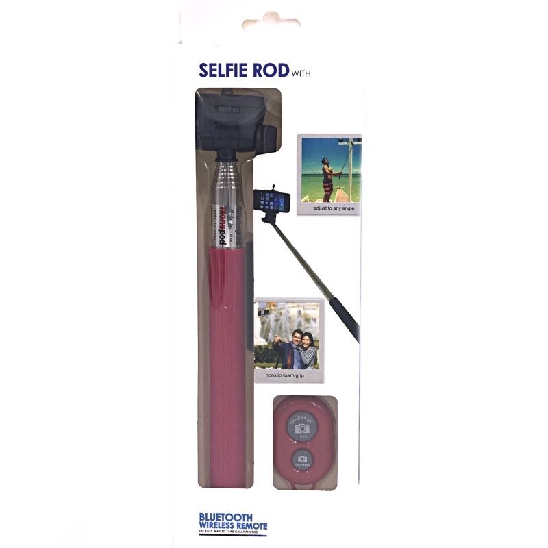 Monopod com Controle Bluetooth Selfie Rod - Pink