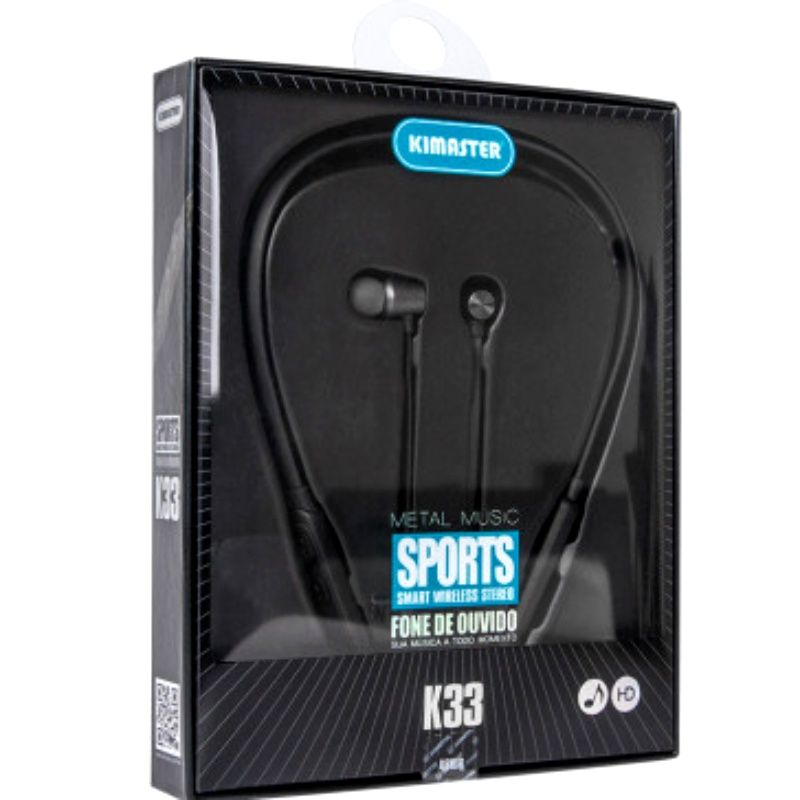 Fone de Ouvido Bluetooth Kimaster K33 - Preto