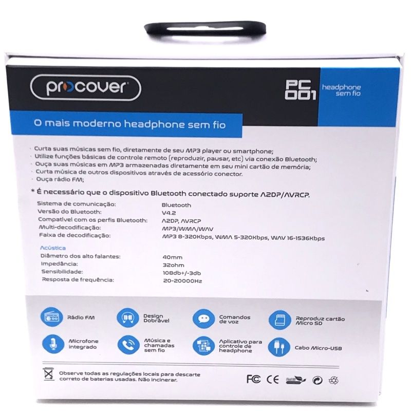 Fone de Ouvido Bluetooth Procover Caveira PC001 - Preto