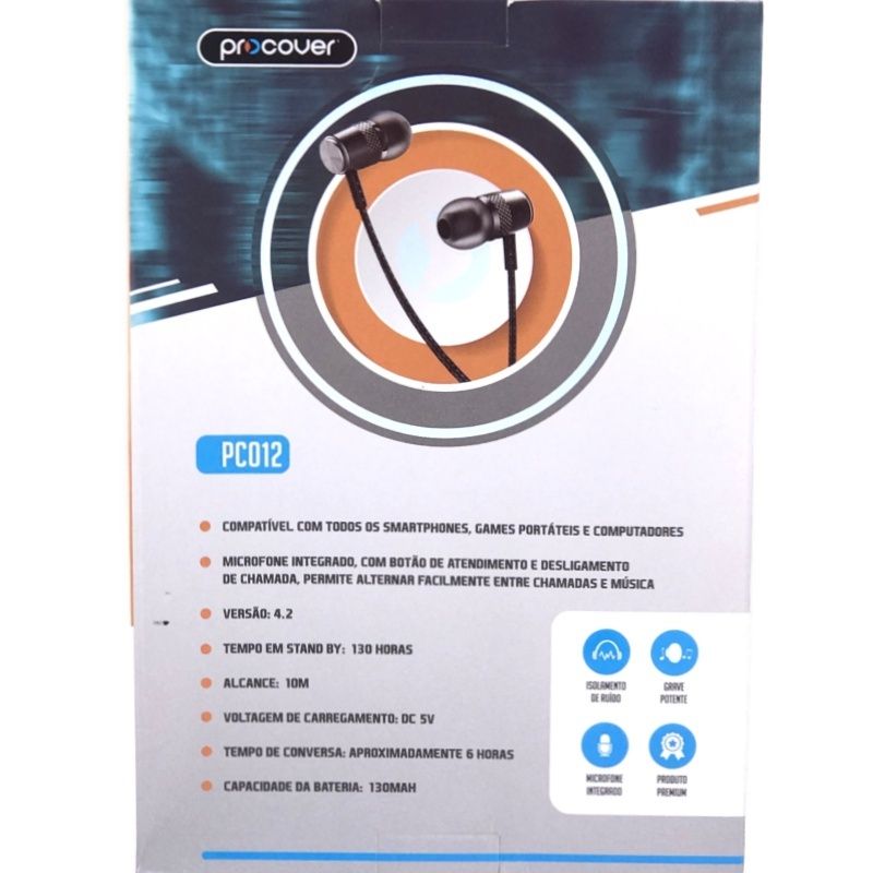 Fone de Ouvido Bluetooth Procover PC012 - Vermelho