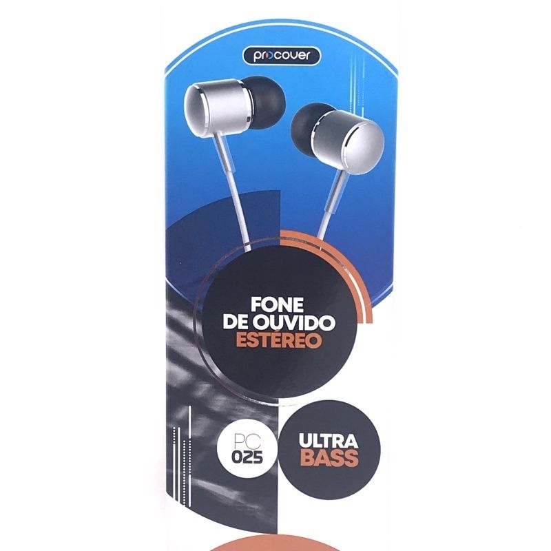Fone de Ouvido Estéreo Procover PC025 - Prata