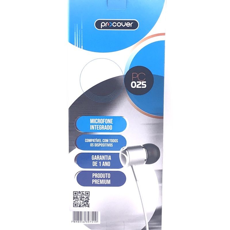 Fone de Ouvido Estéreo Procover PC025 - Prata