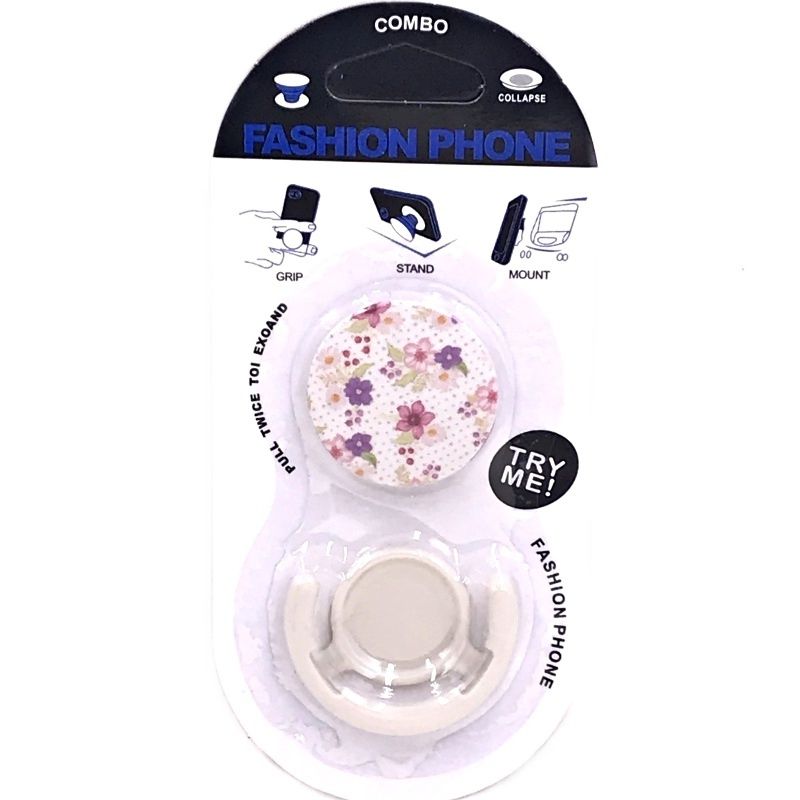 Suporte Pop Socket - Florzinhas Poá Lilás e Rosa