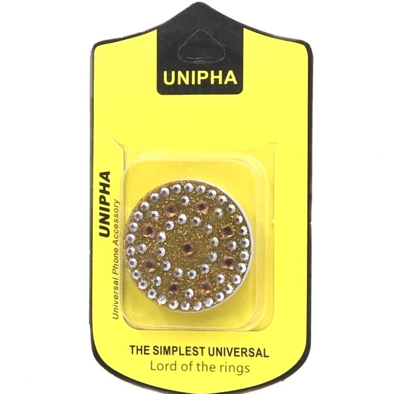 Suporte Pop Socket Strass - Pedras Douradas