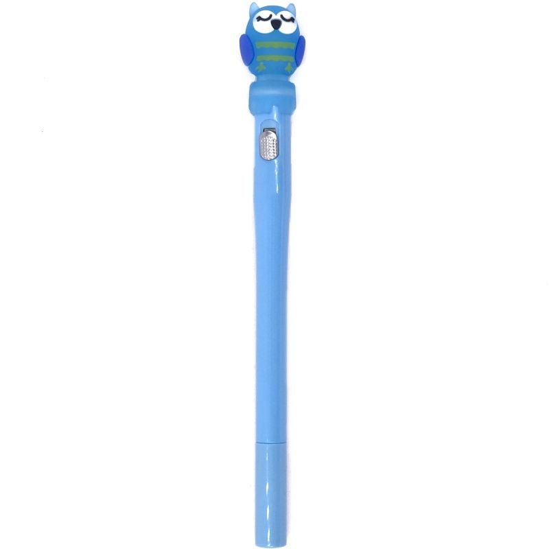 Caneta Gel em Ponta Fina 0,5 mm com Lanterna - Coruja Azul