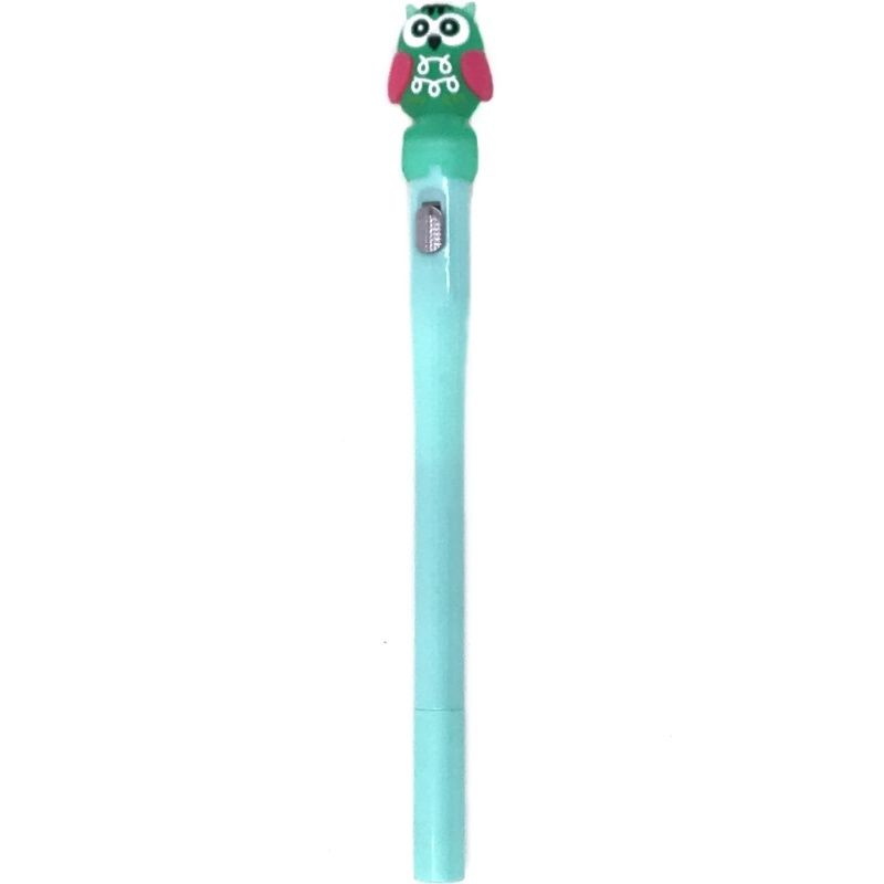 Caneta Gel em Ponta Fina 0,5 mm com Lanterna - Coruja Verde