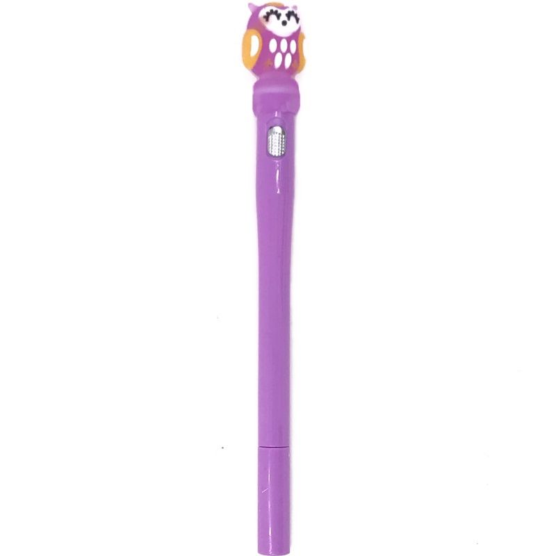 Caneta Gel em Ponta Fina 0,5 mm com Lanterna - Coruja Roxo
