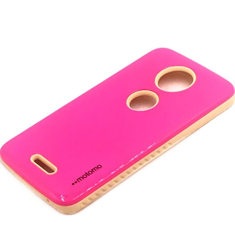 Capa Anti Choque Motomo Color - Pink c/ Amarelo para Motorola Moto C