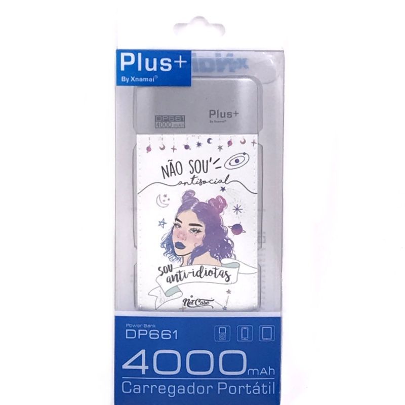 Bateria Extra Portátil Universal PB Netcase Não Sou Antisocial, Sou Anti-Idiotas DP661 Usb - 4000mAh