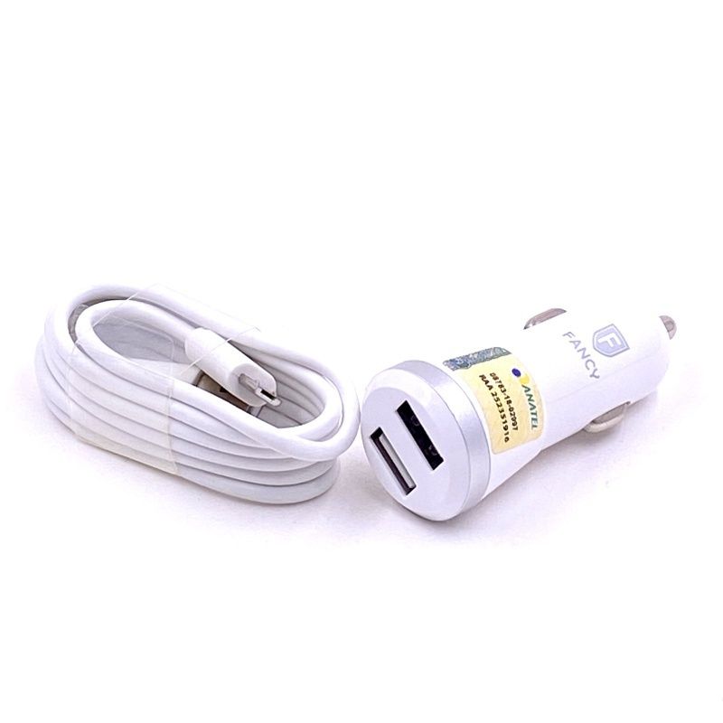 Kit Carregador Veicular Fancy FV-1V Dual Usb + Cabo Usb Micro Usb/V8 | CB Acessórios