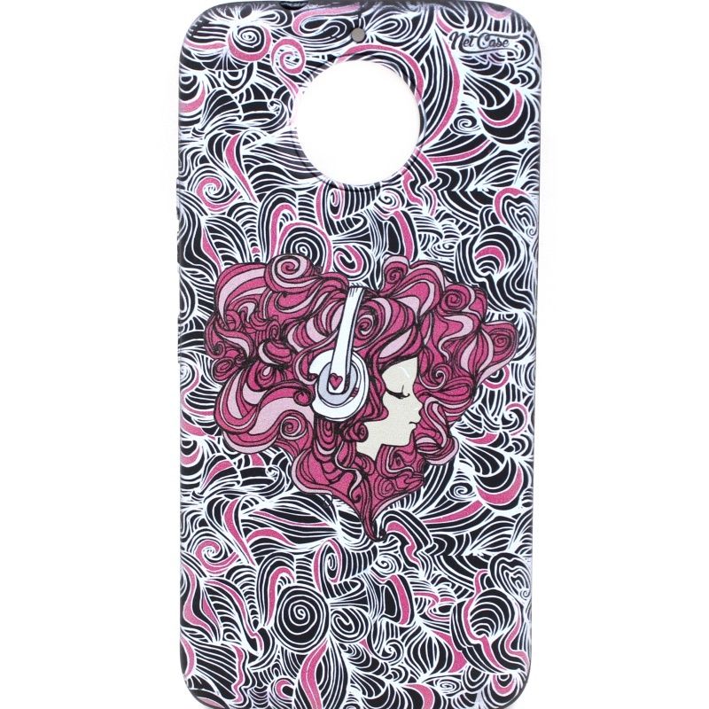 Capa Netcase Borracha para Motorola Moto G5S Plus - Girl DJ Preto c/ Branco