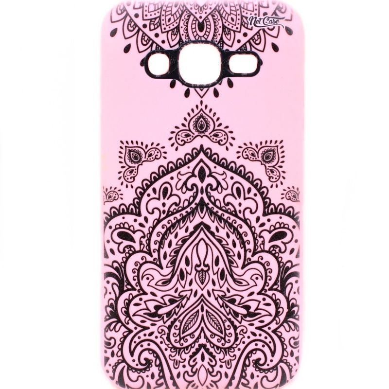 Capa Netcase Borracha para Samsung Galaxy J5 - Mandala Black & White Rosa