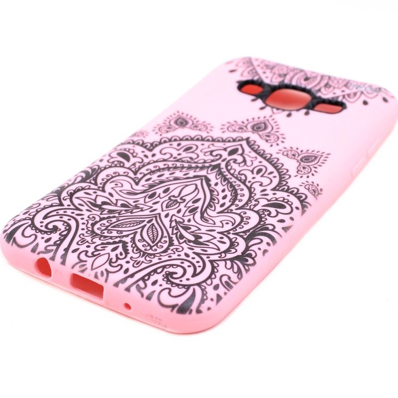 Capa Netcase Borracha para Samsung Galaxy J5 - Mandala Black & White Rosa